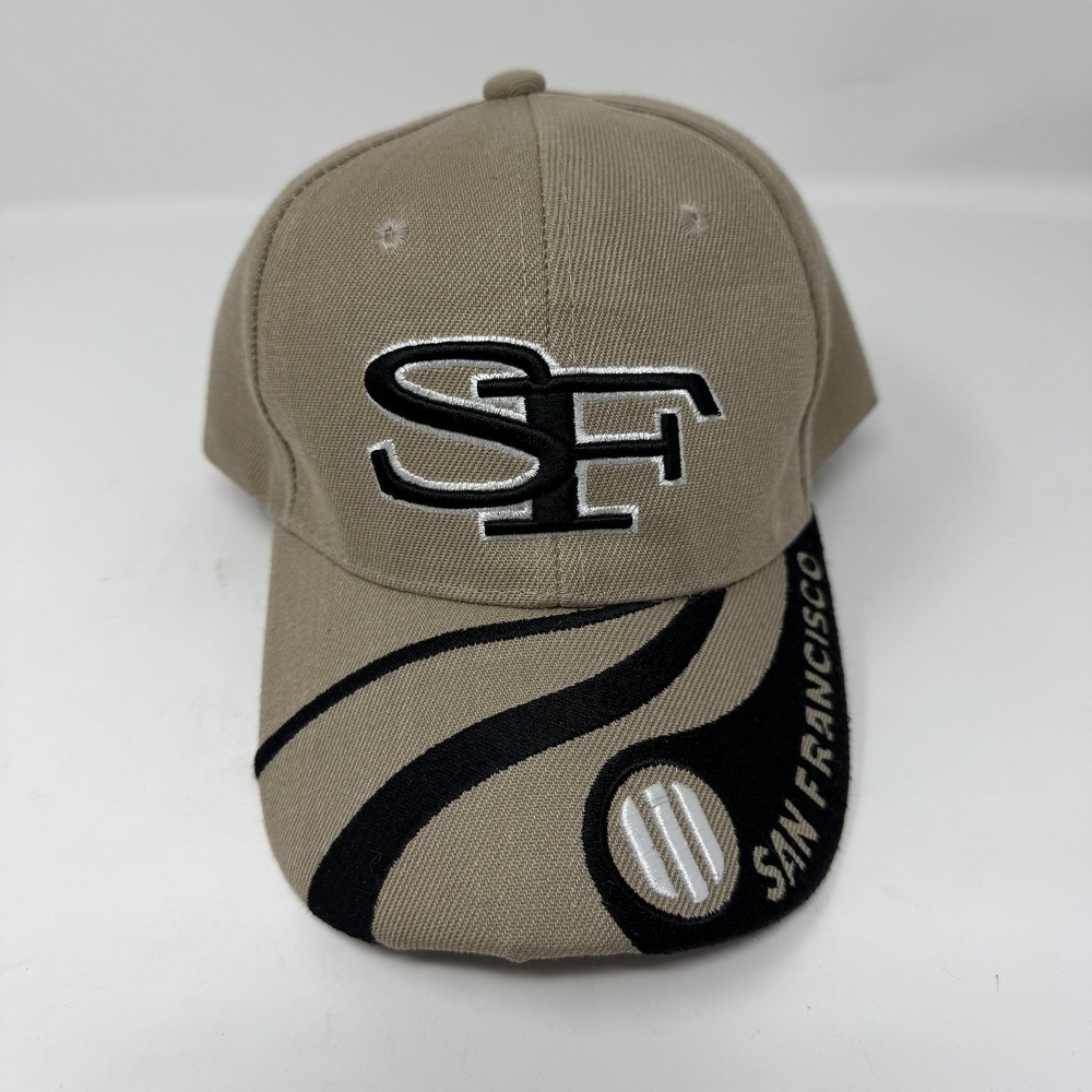 Lanza San Francisco Hat Cap Strap Back‎ Mens Beige SF Embroidered City Twill